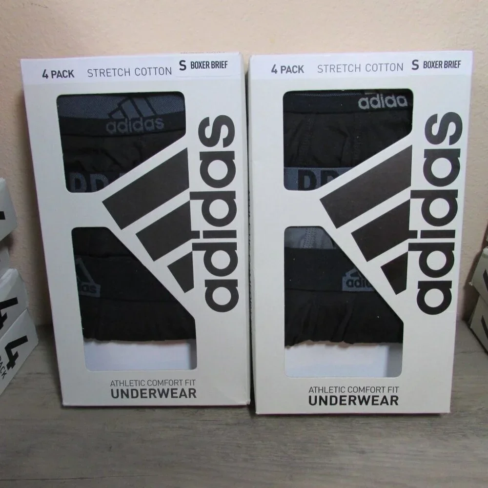 2x Adidas Men's Small Stretch Cotton Boxer Briefs 3 Pack (6 Total Pair)